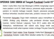 PUBLIKASI KINERJA 2020 DINAS KOPERASI USAHA KECIL DAN MENENGAH KABUPATEN BOGOR