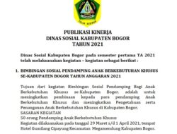 PUBLIKASI KINERJA DINAS SOSIAL KABUPATEN BOGOR TAHUN 2021