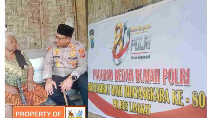 Kapolres Langkat Salurkan Bantuan Material Bedah Rumah untuk Nek Ginah, Warga Terharu dengan Kepedulian Sosok AKBP Dapid Triyo Prasojo