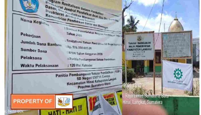 DIduga tertutup dalam  pelaksanaan proyek Ravitalisasi, Kepala sekolah SD negeri 050717 cempa akui plang salah cetak dan tolak buka RAB proyek Rp 528 juta