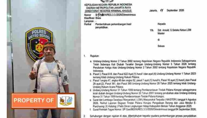 Laporan Dugaan Tipidkor Di DLH Kab Bekasi, Kini Dalam Penanganan Krimsus Polres Metro Bekasi