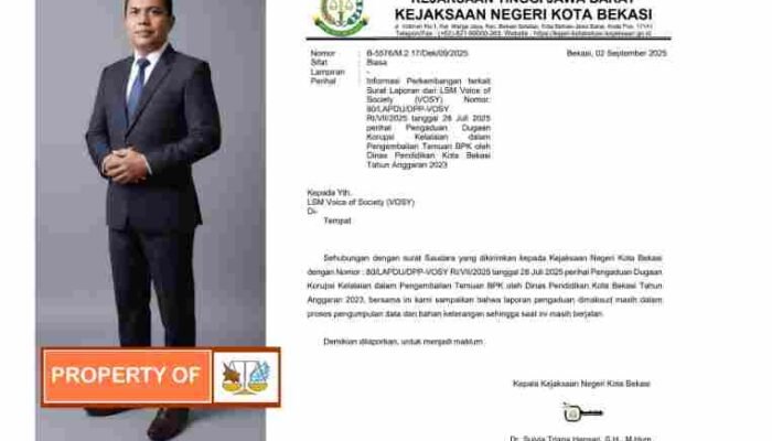 LSM VOSY Pertanyakan Kinerja Kejari Bekasi Hal Pengaduan Dugaan Tipikor Di Disdik