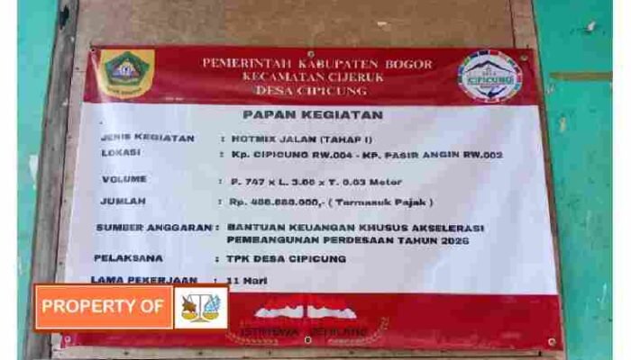 Pekerjaan bankeu desa cipicung kecamatan cijeruk  jadi sorotan ketua AWPI DPC kabupaten Bogor.