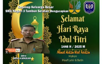 Segenap Keluarga Besar SMA Negeri 3 Tambun Selatan Mengucapkan Selamat Idul Fitri 1446 H/ 2025 M