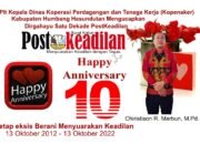 Plt Kepala Dinas Koperasi Perdagangan dan Tenaga Kerja (Kopenaker) Kabupaten Humbang Hasundutan Mengucapkan Selamat Ulang Tahun PostKeadilan yg ke-1 (Dekade)