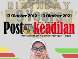 Kepala SMAN 9 Kota Bekasi Mengucapkan Happy Anniversary Postkeadilan yang ke 9