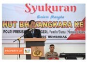 Bersama Pimpinan OPD Bupati Humbahas Hadiri HUT bhayangkara ke 77 di Mapolres Humbahas