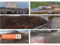 Material Pembangunan Pelabuhan Telukdalam Diduga Semen Bekas dan Pasir Bercampur Lumpur.
