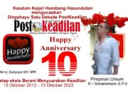 Kasdum Kejari Humbang Hasundutan Mengucapkan Selamat Ulang Tahun PostKeadilan yg ke-1 (Dekade)