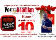 Pimpinan Redaksi Mengucapkan Dirgahayu Satu Dekade PostKeadilan