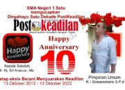 Kepala SMA Negeri 1 Setu Mengucapkan Selamat Ulang Tahun PostKeadilan yg ke-1 (Dekade)