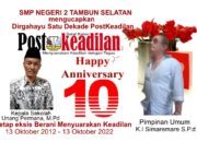 Kepala SMP Negeri SMP Negeri 2 Tambun Selatan Mengucapkan Selamat Ulang Tahun PostKeadilan yg ke-1 (Dekade)