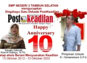 Kepala SMP Negeri SMP Negeri 3 Tambun Selatan Mengucapkan Selamat Ulang Tahun PostKeadilan yg ke-1 (Dekade)