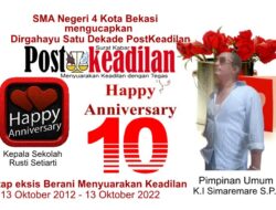 Kepala SMA Negeri 4 Kota Bekasi Mengucapkan Selamat Ulang Tahun PostKeadilan yg ke-1 (Dekade)