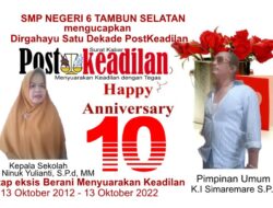 Kepala SMP Negeri SMP Negeri 6 Tambun Selatan Mengucapkan Selamat Ulang Tahun PostKeadilan yg ke-1 (Dekade)
