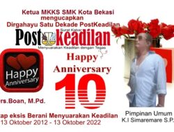 Ketua MKKS SMK Kota Bekasi Mengucapkan Selamat Ulang Tahun PostKeadilan yg ke-1 (Dekade)